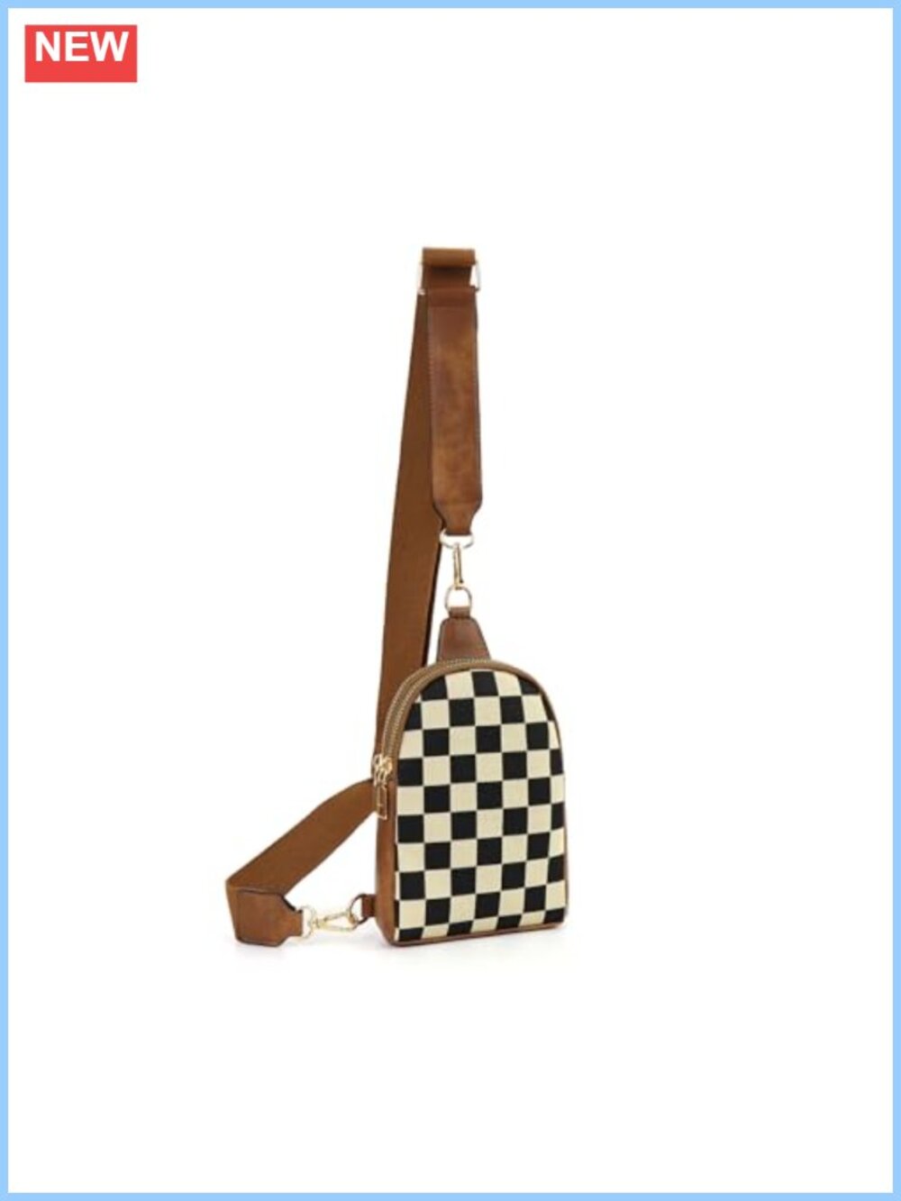 Vegan Leather Crossbody Sling Bag Plaid Striped Chest Fanny Pack Women
